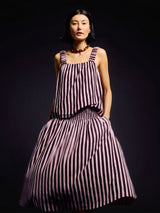 Cotton Slub Stripe Skirt | Oxblood