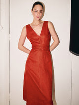 Linen Tie Dress | Orange