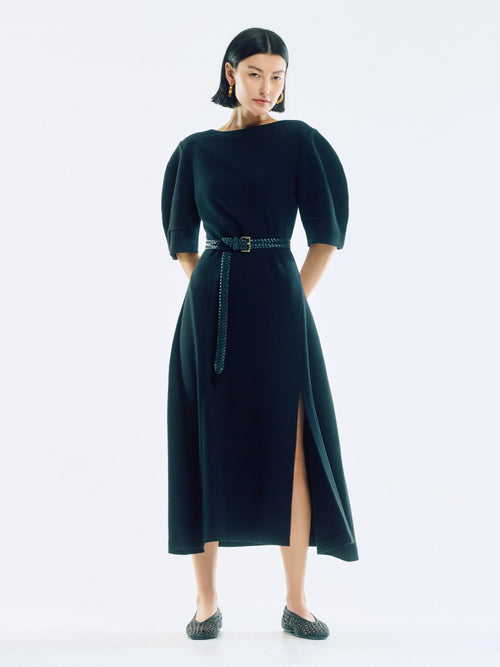 Angled Seams Jersey Dress | Black