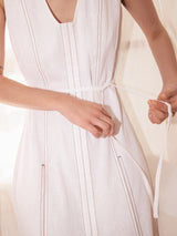 Linen Viscose Stitch Dress | White