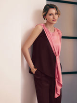 Draped Tie Detail Top | Oxblood