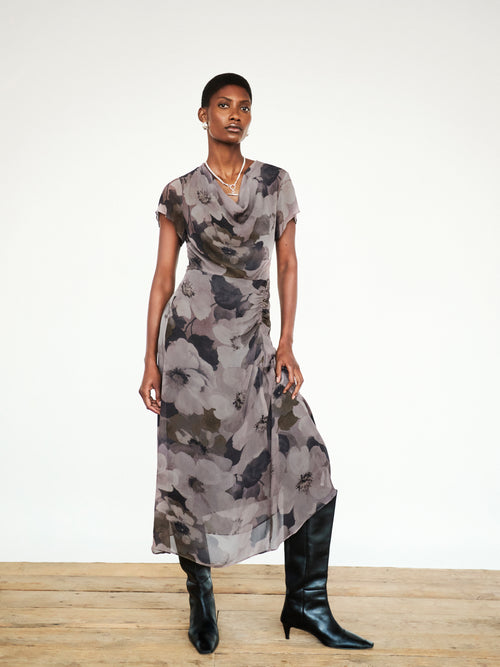 Antique Floral Midi Dress | Multi