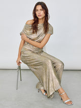Shimmer Jersey Palazzo | Gold