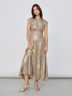 Shimmer Curved Seam Dress | Gold  Jigsaw