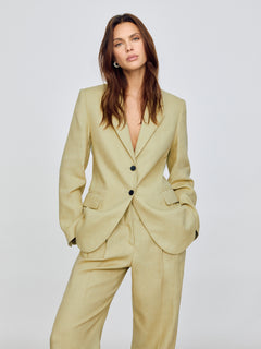 Linen Notch Lapel Blazer | Green