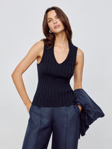 Cotton 90's Rib Tank | Navy