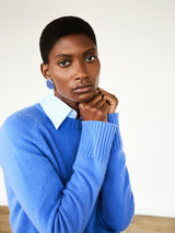 Wool Cashmere Saddle Jumper | Blue