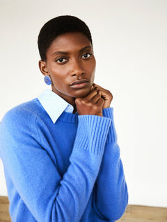Wool Cashmere Saddle Jumper | Blue