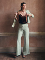 Wide Leg Tuxedo Trouser | Green