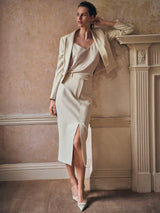 Tailored Split Front Skirt | White