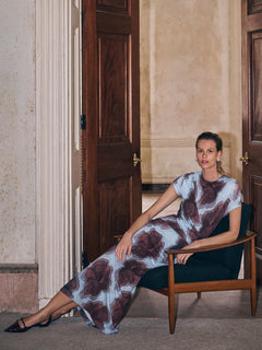 Tiger Orchid Cap Sleeve Dress | Blue