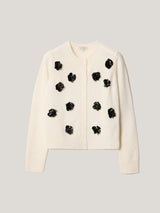 Merino Embellished Knitted Cardigan | Ivory