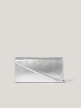 Leather Fold Over Clutch Bag | Silver