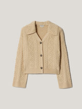 Wool Cashmere Cable Cardigan | Cream
