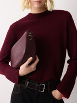 Leather Fold Over Cross Body Bag | Burgundy