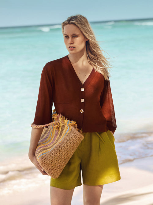 Linen Bermuda Short | Green