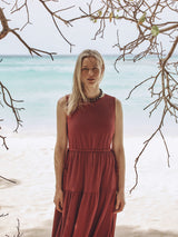 Fine Crinkle Jersey Maxi Dress | Brown