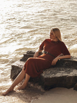 Linen Knitted Skirt | Brown