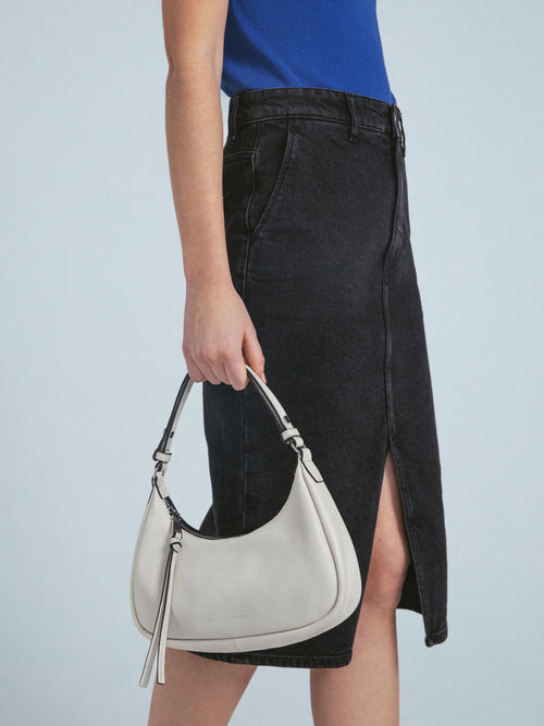 Denim Slit Midi Skirt | Washed Black