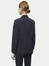 Paris Brook Satin Lapel Shortline Blazer | Navy