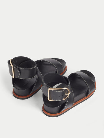 Crowle Leather Footbed Sandal | Black – Jigsaw
