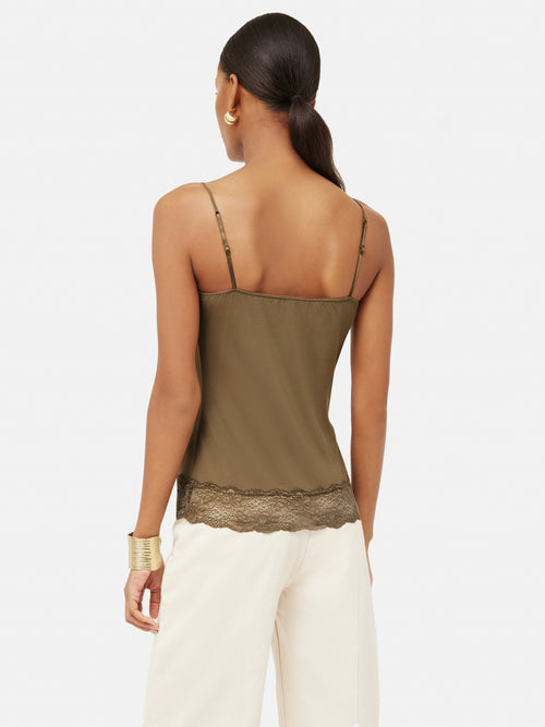 Modal Lace Vest | Washed Khaki