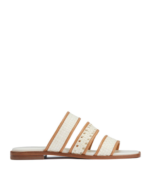 Dion Woven Leather Slider | Ivory