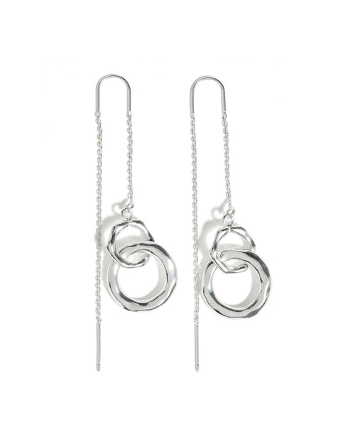 Callie Drop Hoop Earrings | Silver