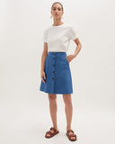 Linen Utility Skirt | Aegean Blue