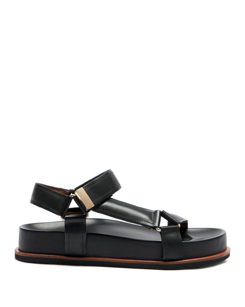 Ava Leather Footbed Sandal | Black