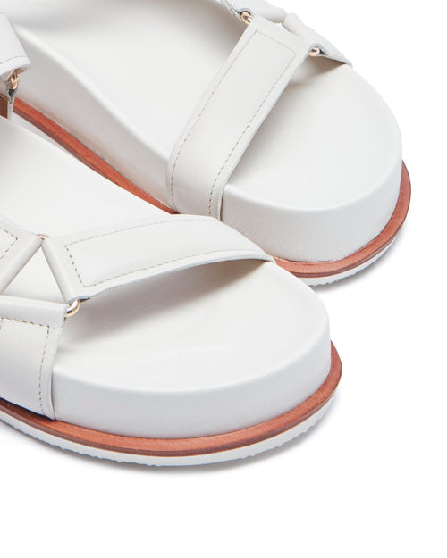 Ava Leather Footbed Sandal | White