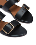 Ayton Leather Flat Sandal | Black