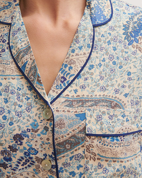 Antique Paisley Pyjama Top | Blue