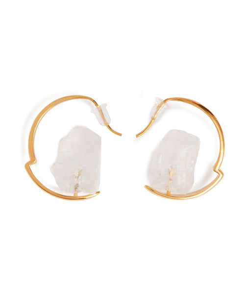 Semi Precious Hoop Earrings | Crystal