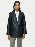Oversized Leather Blazer | Black