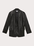 Oversized Leather Blazer | Black