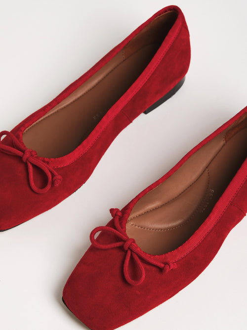 Chiswick Suede Ballerinas | Red