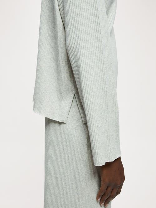 Organic Cotton Rib Sweatshirt | Light Grey