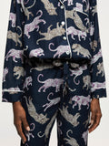 Leopard Print Pyjama Co Modal | French Navy