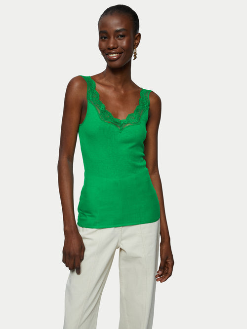 Lace Trim Vest | Bright Green