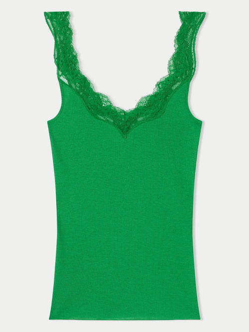 Lace Trim Vest | Bright Green