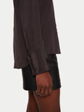 Deep Cuff Silk Long Sleeve Shirt | Brown