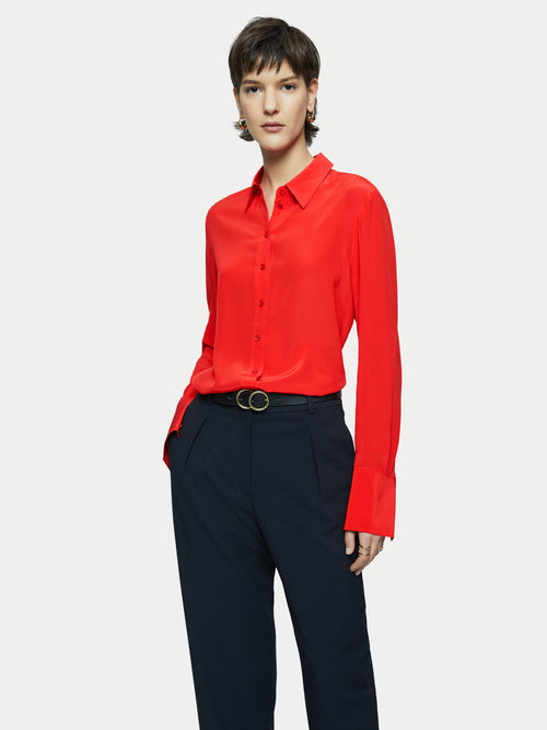 Silk Stitched Shirt | Red