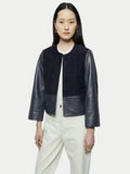 Nakoa Leather Mix Jacket | Navy
