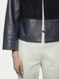 Nakoa Leather Mix Jacket | Navy