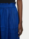 Light Linen Pleat Detail Tiered Skirt | Blue