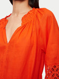 Lillia Linen Broderie Midi Dress | Orange