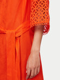 Lillia Linen Broderie Midi Dress | Orange
