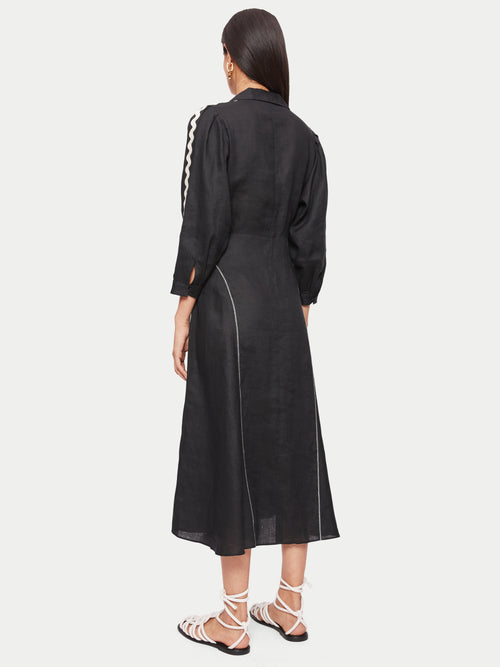Linen Ric Rac Dress | Black