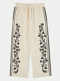 Linen-blend Embroidery Trouser | Cream